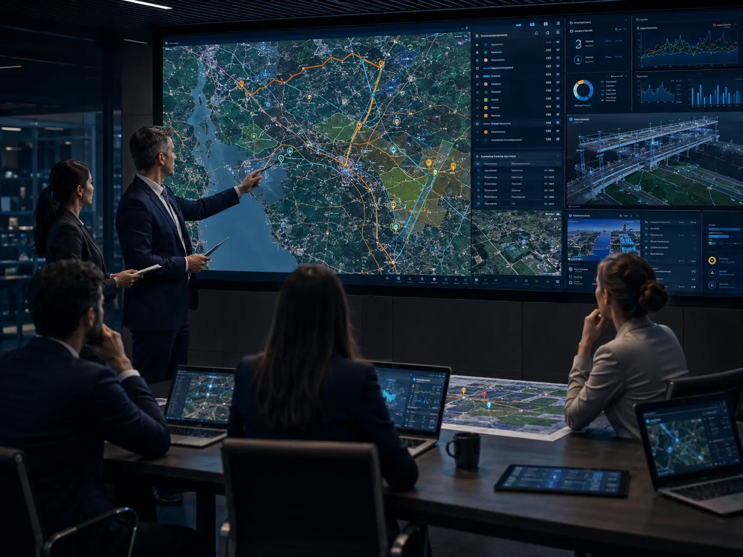 GIS integration for location-based project information, infrastructure mapping, and asset visibility